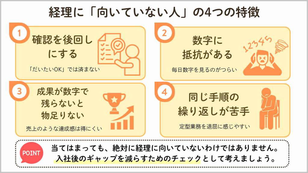 経理に向いていない人の4つの特徴No.98